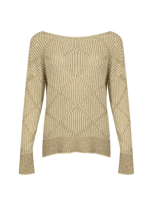 Maglia in misto lana a rombi con paillettes D. Exterior | 612817GESS